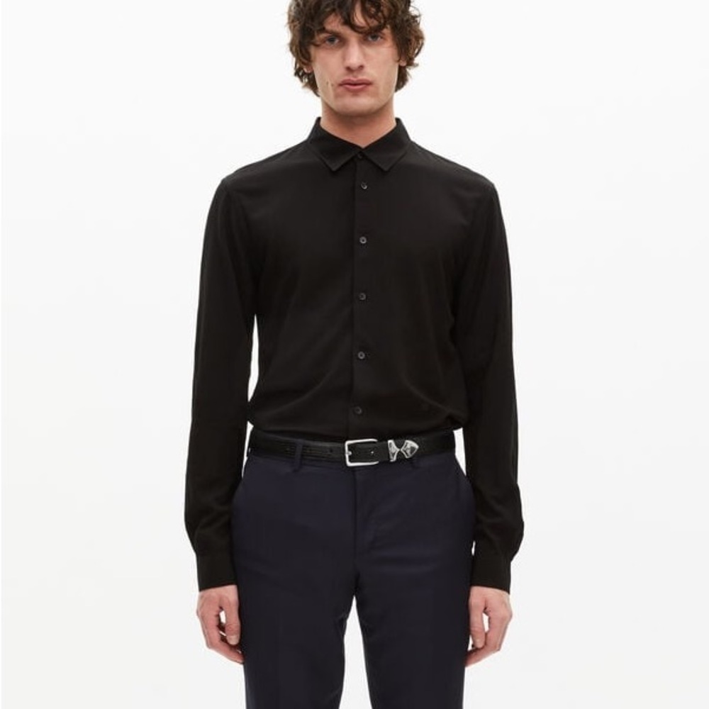 The Kooples Men’s Black Long Sleeve Cut Button-Up Shirt SZ M NWT - Picture 2 of 5